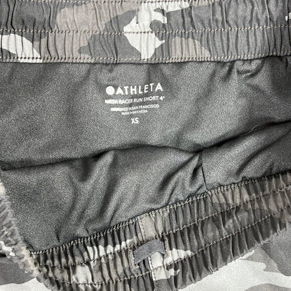 ATHLETA Mesh Racer Run Shorts Black Gray Camo Sz XS NWOT - Picture 3 of 4